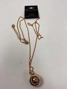 Howards Rose Gold Tone Rhinestone Orb Pendant Necklace on Card