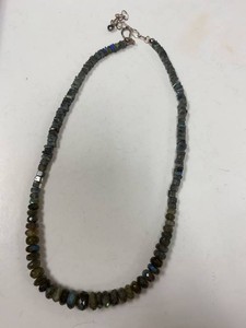 Labradorite Beaded Necklace Faceted Graduated Stones w Box Pouch