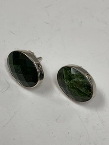 Jay King Mine Finds Oval Green Stone Stud Earrings w HSN Box Pouch