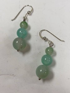 Jay King Mines Finds Green Stone Bead Drop Earrings w Pouch Box
