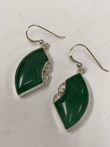 Jay King Mine Finds Sterling Silver Green Stone Dangle Earrings