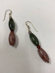 Jay King Mine Finds Beaded Dangle Earrings Green Pink Stone Pair