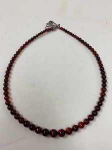 Jay King Mine Finds Red Amber Bead Necklace Sterling Clasp Box Pouch