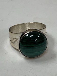 Jay King Sterling Silver Malachite Cabochon Ring Approx. Size 9.5