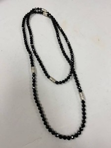 Jay King Black Faceted Bead Necklace Sterling Silver HSN Box