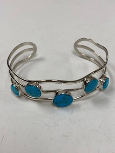 Jay King Sterling Silver Turquoise 5-Stone Cuff Bracelet w Box