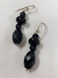 Jay King Mine Finds Black Bead Sterling Dangle Earrings w Box
