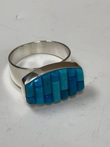 Jay King Mine Finds Sterling Silver Turquoise Inlay Ring Approx 10.5