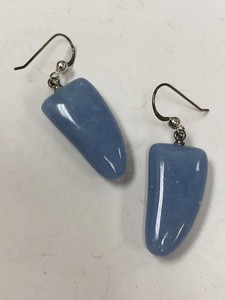 Jay King Blue Angelite Drop Dangle Earrings With Box & Pouch