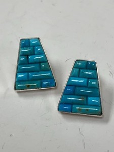 Jay King Mine Finds Turquoise Inlay Sterling Stud Earrings Boxed