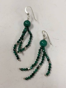 Jay King Mine Finds Malachite Bead Dangle Earrings w Box Pouch