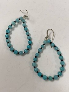 Jay King Mine Finds Blue Bead Hoop Dangle Earrings w Box Pouch