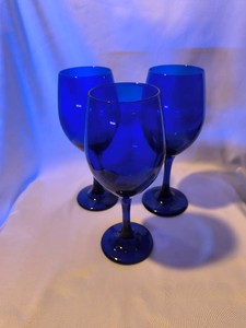 Vintage Cobalt Blue Wine Glasses