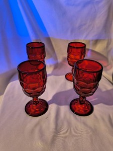 Vintage Ruby Red Viking Mini Goblets