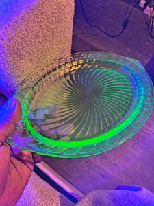 Vintage Uranium Depression Glass Platter