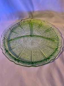 Vintage Uranium Green Divided Glass Plate