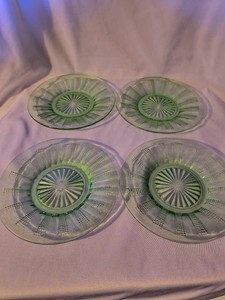 Vintage Uranium Green Depression Glass Plates