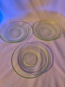 Vintage Uranium green depression glass plate