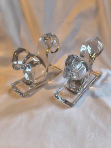VINTAGE Martinsville Glass Squirrel Bookends