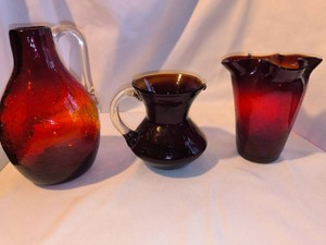 Vintage Amberina Crackle Glass