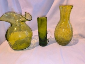 Vintage Green Crackle Glass