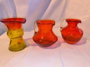 Vintage Red Amberina Crackle Glass