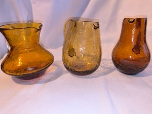Vintage Amber Crackle Glass