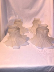 Vintage Thin - Wall Frosted Ruffle Petticoat Glass Shades