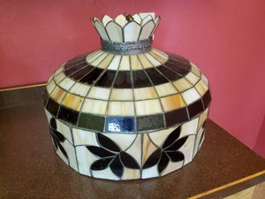Beautiful Heart Stained Glass Co. 1970s Stained Glass Hanging Lamp