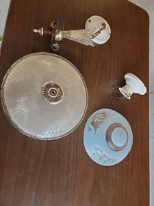 2 Beautiful antique Glass 1930s Ceiling Lamp Fixtures