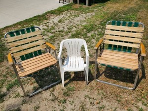 2 Aluminum and Nylon Folding Lawn Chairs reinforced with Wood