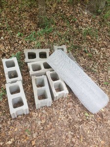 7 Concrete Blocks and Roll of Screen