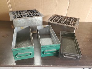 3 Vintage Metal Drawers with 2 Farmhouse Cast Iron Heat Vents