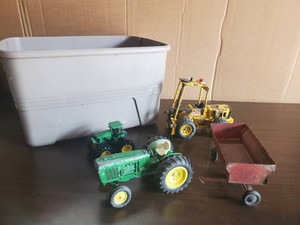 Lot of Misc Tractor Toys with Bin