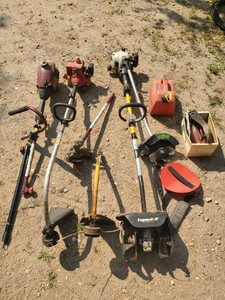 Lot of 3 Gas Weed Trimmers with Accessories
