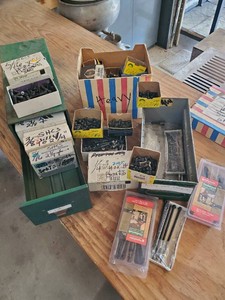 Large Lot of Hex Bolts with vintage Metal Drawers
