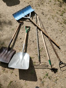 Nice Lot of Yard Tools  Rakes Shovels and more