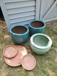 3 Very large outdoor Ceramic Planter Pots