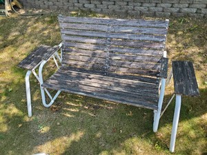 Vintage Wood and Metal 2 Seated Patio Glider