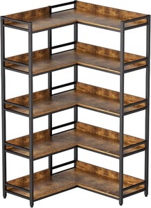 $219 5-Tier Corner Bookshelf with Metal Frame