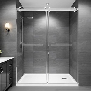 $469 43-48 Frameless Shower Door, Brushed Ni