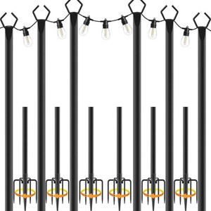 6 Pack 10 ft Metal String Light Poles