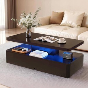 $160 47 Coffee Table LED Lights, 2 Tier, Black
