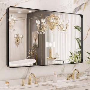 $170 LOAAO 40x36 in Black Metal Framed Mirror
