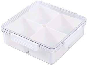 White Square Divided Serving Tray with Lid 2pk $59.99 Retail - Brand New