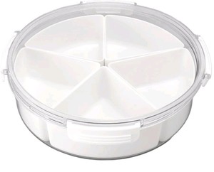 5 Grid Round Serving Tray with Lid 2pk $59.99 Retail - Brand New
