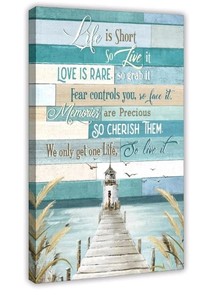 Beach Lighthouse Themed 16x24 Inspirational Quotes Canvas Wall Art $49.00 Retail - Brand New