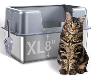 XL 8 Stainless Steel Cat Litter Box with Guard $49.98 Retail - Brand New