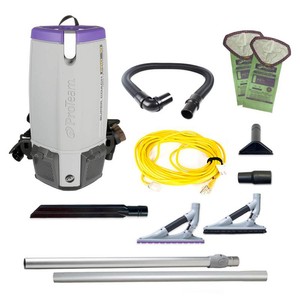 $584 ProTeam Super Coach Pro 10 Commercial Backpack Vacuum with ProBlade Hard Surface and Carpet Tool Kit, 10 Quart, Corded, 107538