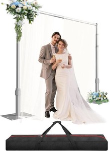 $170 10x10ft Pipe and Drape Backdrop Stand Kit Heavy Duty  Adjustable Back Drop Stand, Metal Background Frame with Space-saving Flat Base for Photography Wedding Parties Events